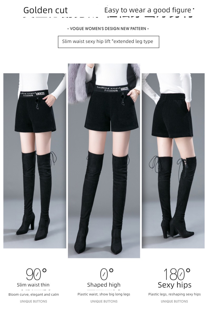 chenille  Autumn and winter High waist A word leisure time shorts