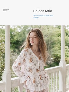 TugTug棉纱月子服秋薄款哺乳睡衣纱布产妇睡衣竹棉吸汗家居服套装