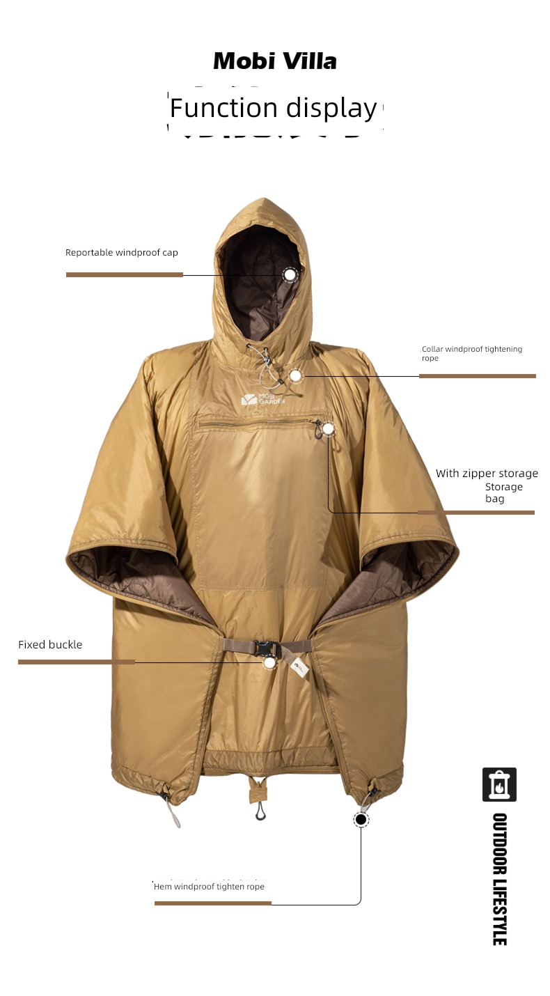 Mu Gaodi Chasing the moon cloak outdoors Cold proof Portable camping
