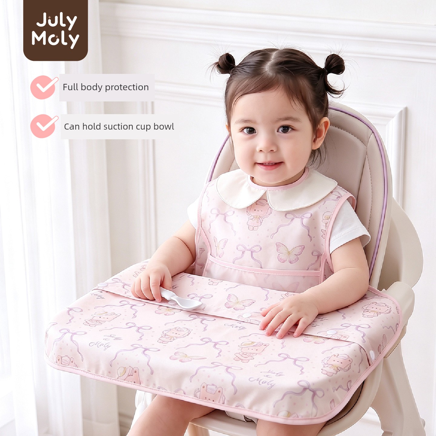 Julymoly All-In-One Dining Chair Cover Baby Feeding Bib Infant Food Bib Waterproof Children's Apron — 7