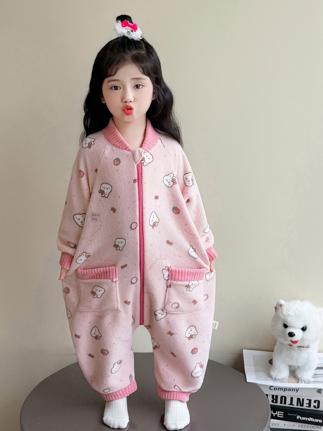 Children's One-Piece Pajamas, Autumn and Winter Fleece-Lined Girls' Flannel Home Clothes, Winter Anti-Kick Quilt, Baby Sleeping Bag — 2