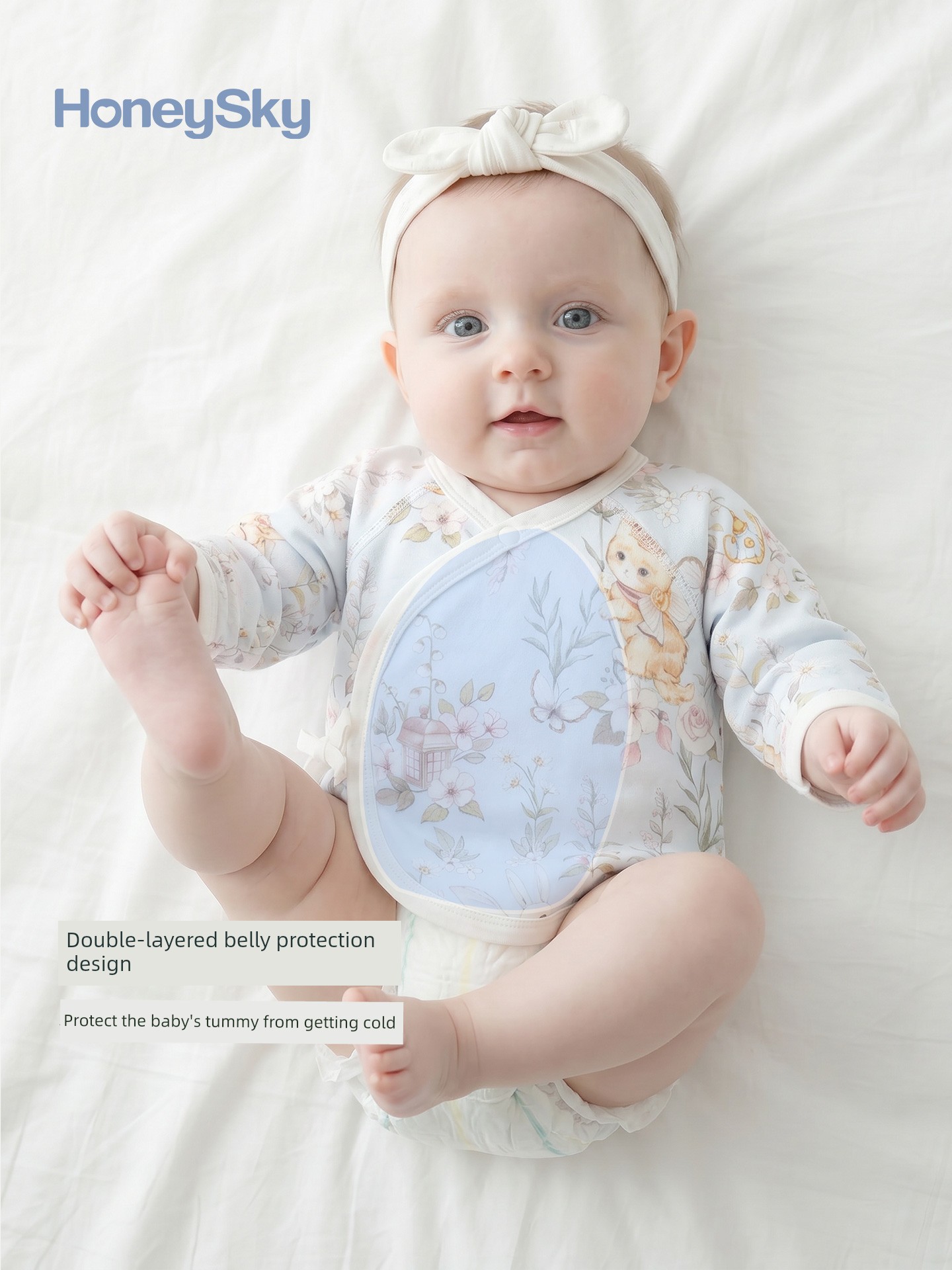 Hani Sky Newborn Baby Half-Back Shirt Spring and Autumn Size 52 Clothes for 0-3 Months Old Baby Top Monk-Style Outfit — 2