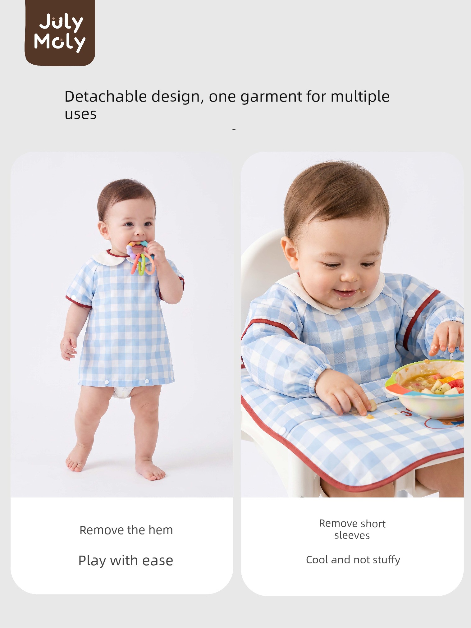 Julymoly All-In-One Dining Chair Cover Baby Feeding Bib Infant Food Bib Waterproof Children's Apron — 3