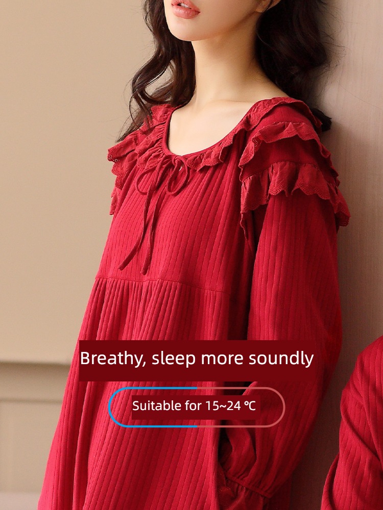 lovers gules pure cotton bride marry man female pajamas