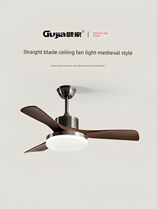Guji Vintage Fan Light 2026 New Model Elegant Retro Ceiling Fan Light for Living Room and Dining Room in Walnut Color