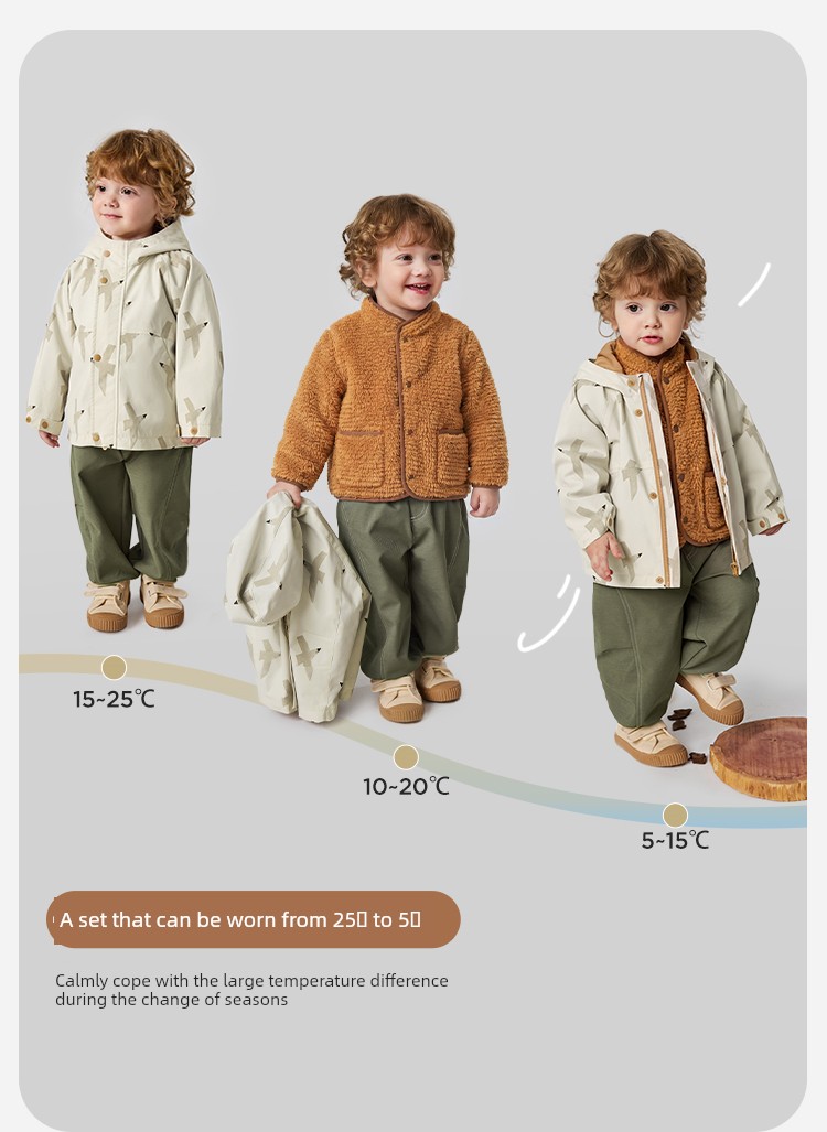 [Courage Soft Leather] Mini Bala Boys and Girls Children's Jacket Water-Repellent Plush Inner Lining Three-In-One 2026 Autumn — 6