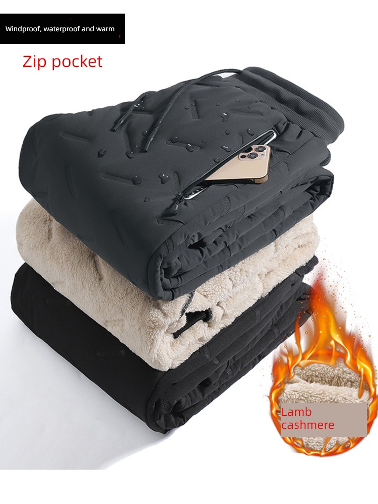 keep warm Plush thickening waterproof leisure time motion trousers
