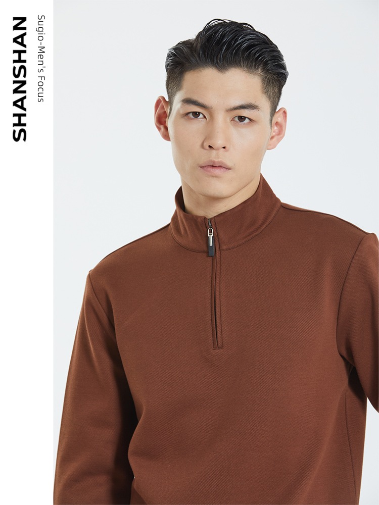 Chinese fir Cotton soft T-shirt leisure time Half high collar spring and autumn Sweater