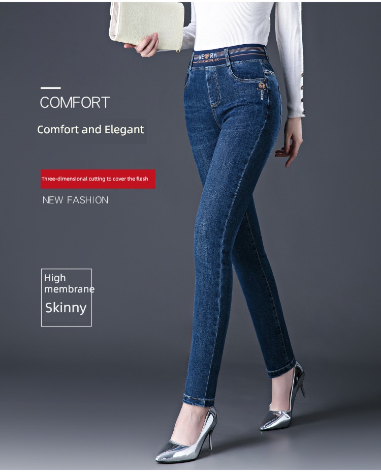 middle age High waist easy mom spring and autumn ma'am Jeans