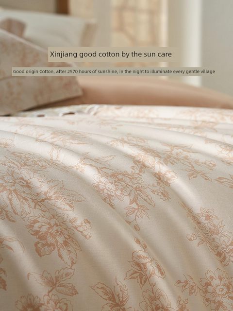 Mercury Home Textile Four-Piece Set 60-Piece Cotton Antibacterial Light Luxury Kit Full Cotton Print Quilt Cover Bedding Sheet French Bedding