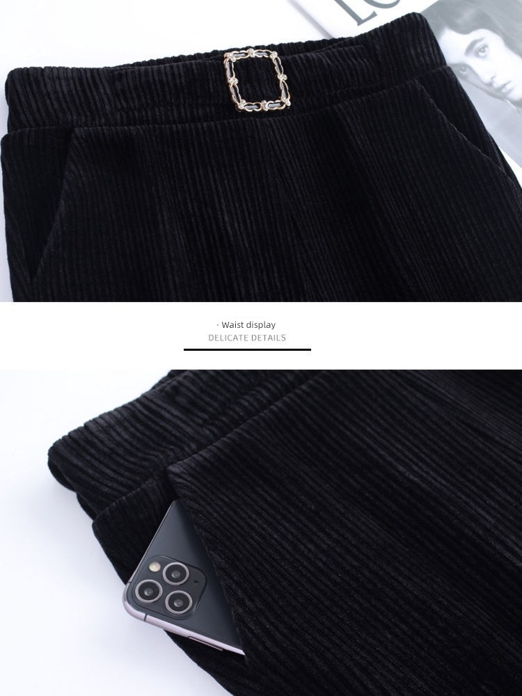 High waist Self-cultivation Show thin Sagging sensation Velvet leisure time Flared trousers