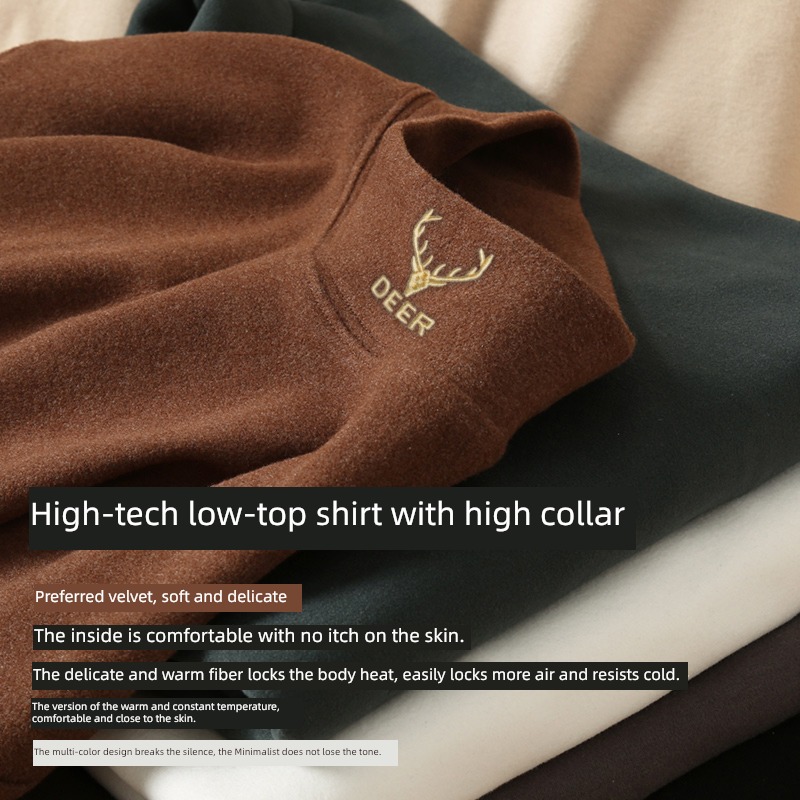 Derong Sanding Long sleeve Middle collar thickening keep warm Undershirt