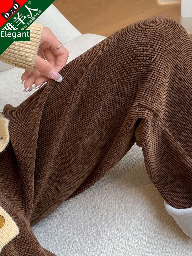Autumn and winter thickening leisure time chenille  motion Wide leg pants