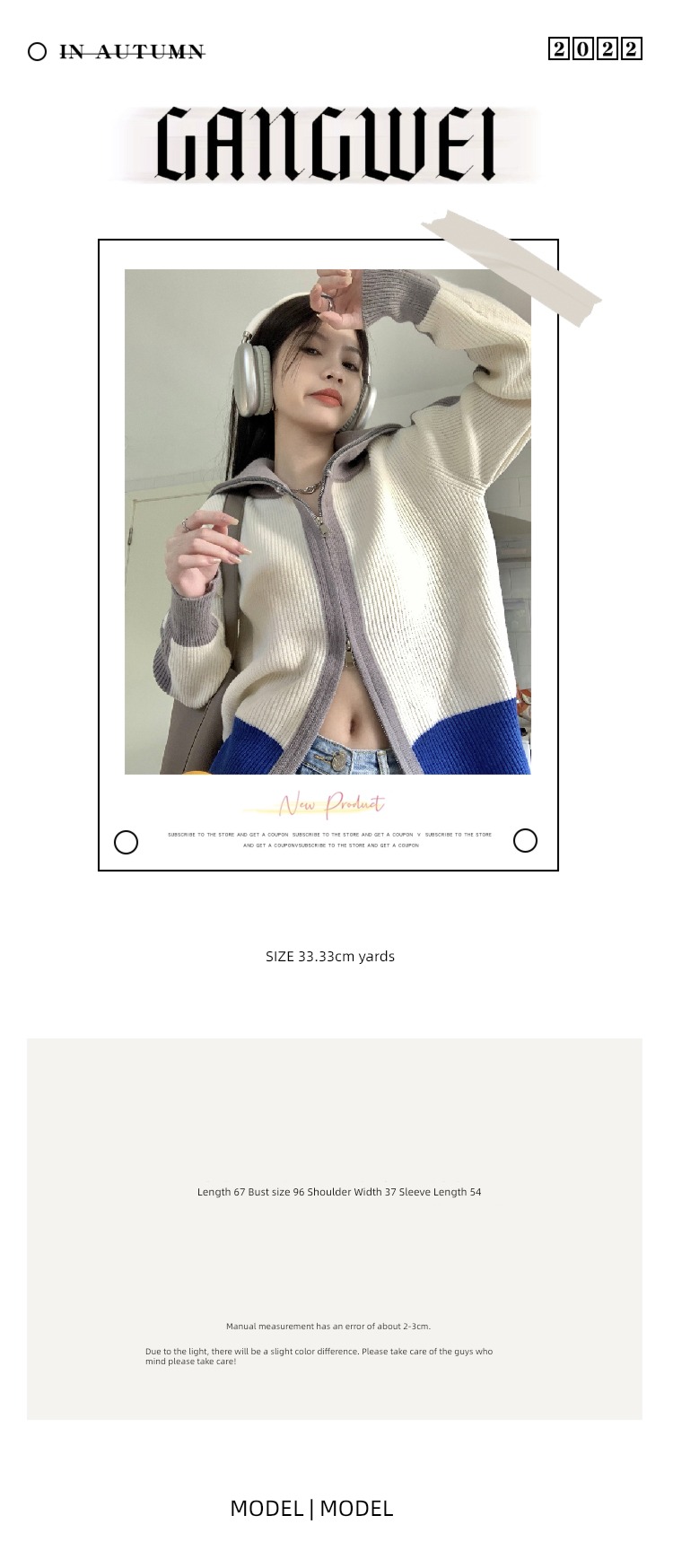 loose coat female Color contrast Lapel ins easy knitting sweater