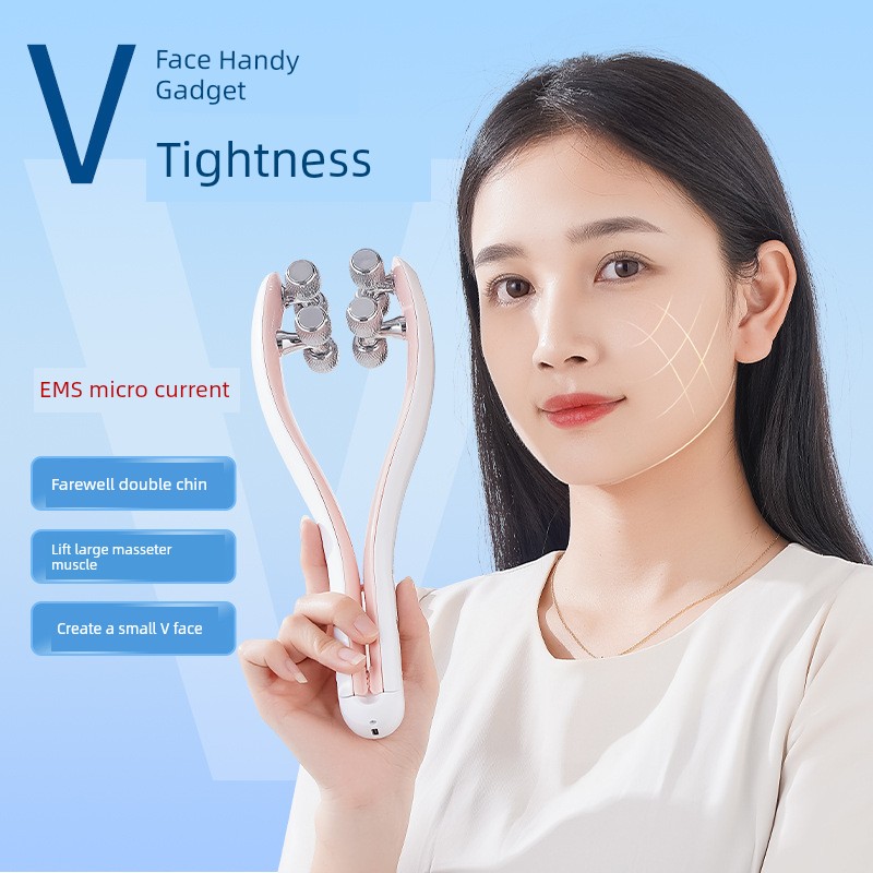  瘦臉儀美容儀提拉緊緻面部微電流滾輪神器家用V臉美容臉部按摩儀 粉色Product Thumbnail