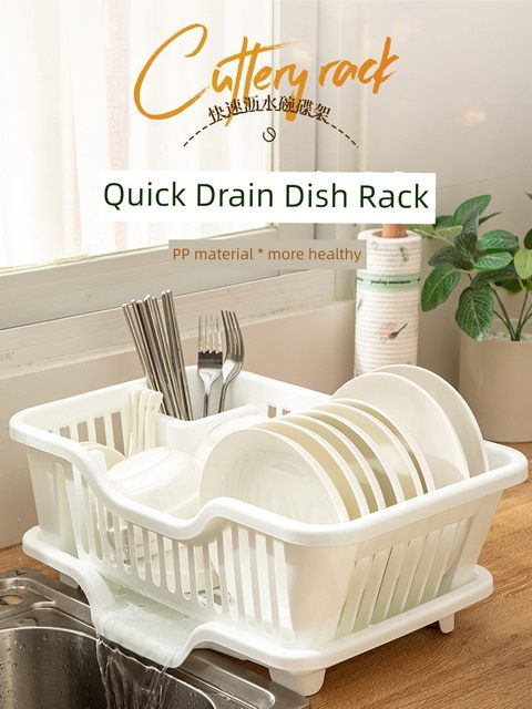 Drain rack for bowls and chopsticks household kitchen countertop tableware storage box disc plate chopsticks partition double-layer drain sink storage rack