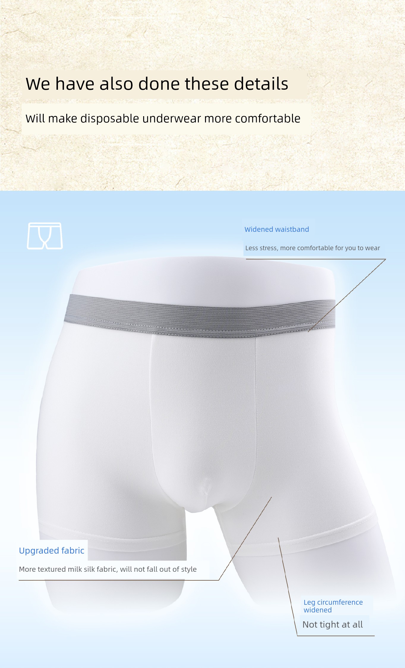 Waytogo Disposable Underwear for Men, Pure Cotton, Sterile, Individually Packaged, Daily Use, No-Wash, Medical-Grade, Seamless Boxer Briefs — 4