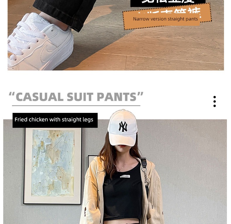 Smoke pipe High waist elastic force Plush black Autumn and winter Jeans