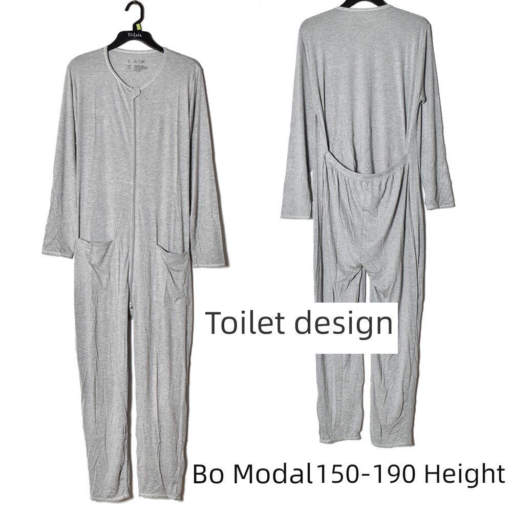 modal  Super soft go to the toilet two-way zipper Conjoined pajamas