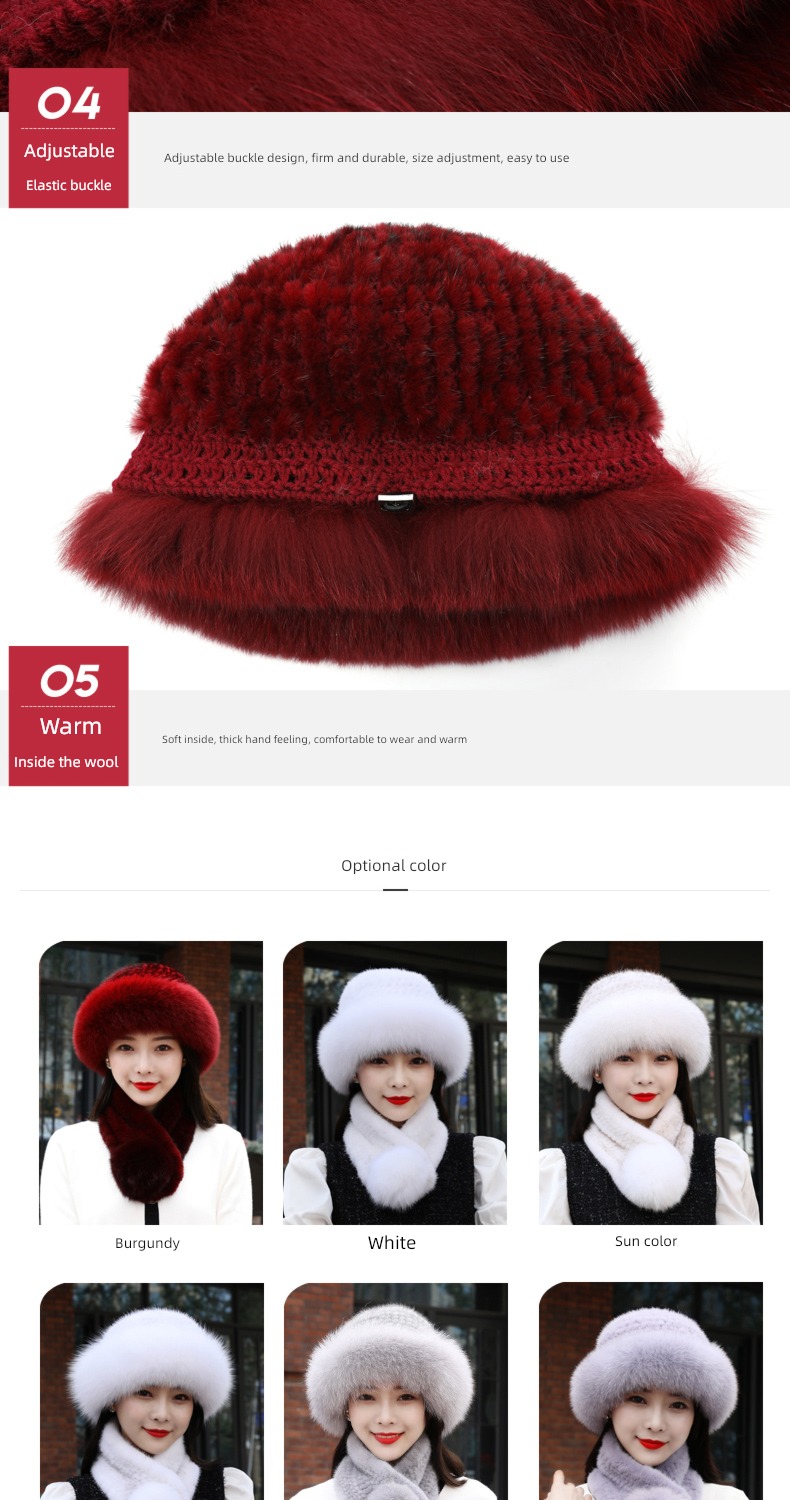 Lei Xuan weave Fox  Mink skin female suit Hat
