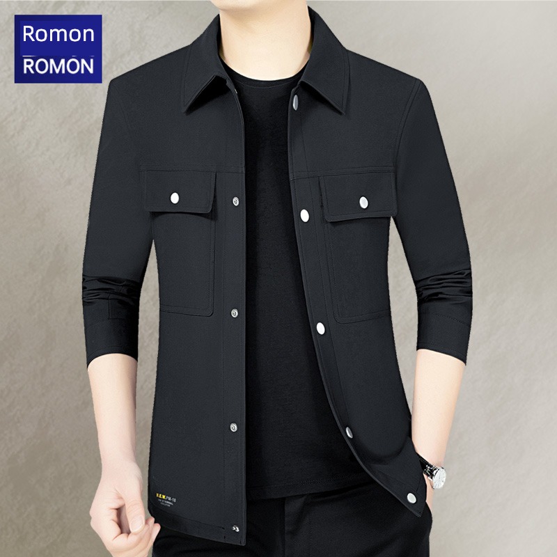 Romon spring and autumn Thin money middle age Dad Costume man loose coat