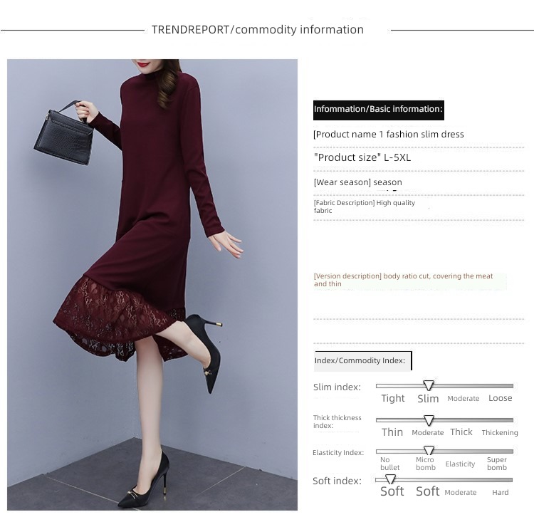 Medium length Half high collar fashion Inner lap knitting sweater