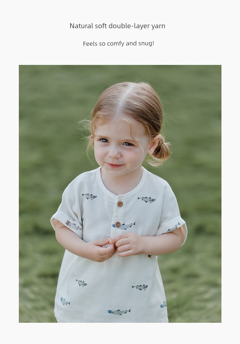 Guiqi Bear Baby Short Sleeve T-Shirt Top Summer Children's Casual Clothing Pure Cotton Thin Style Cute Outing Wear for Infants and Toddlers — 22