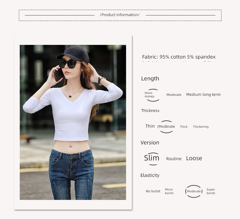 Age reduction Self-cultivation Long sleeve T-shirt High waist Exposed navel Undershirt