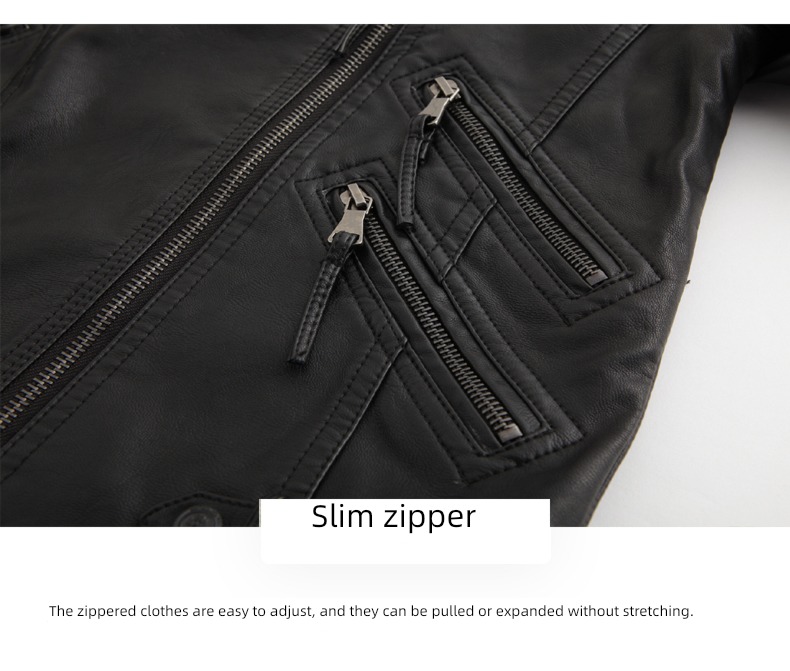 fashion Close your waist have cash less than that is registered in the accounts PU skin black Little coat Jacket