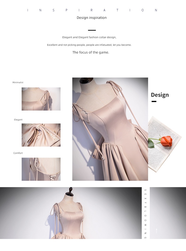 bow Evening dress female Advanced sense host French high-end atmosphere costume Bel Canto solo vocal music Art examination