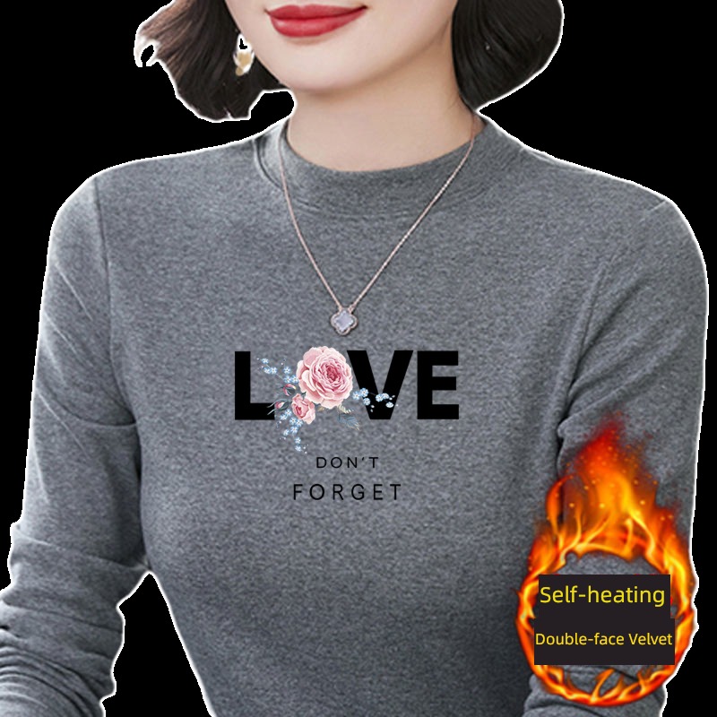 two-sided Derong thickening middle age Mother dress Long sleeve T-shirt