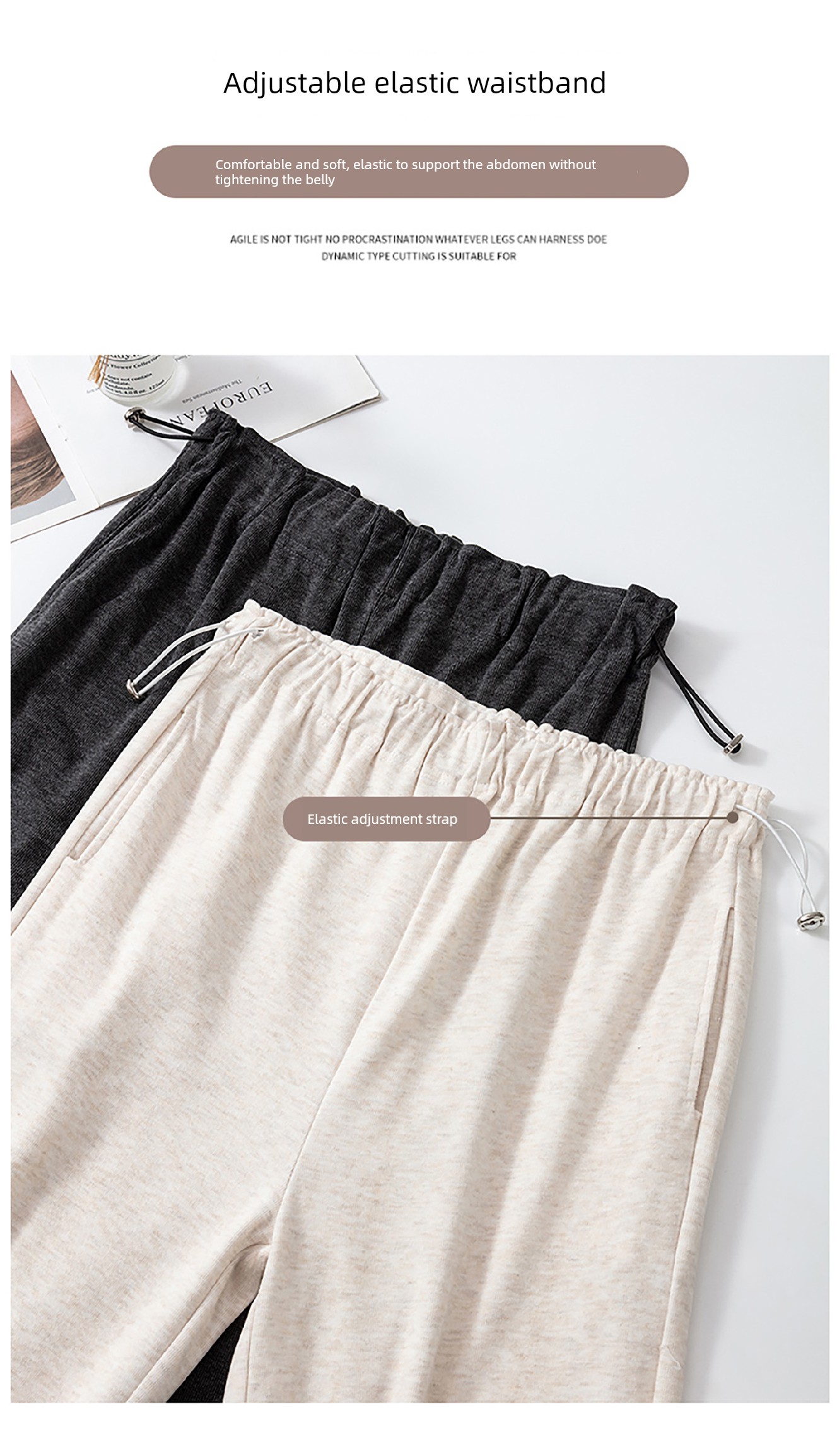 Maternity Pants for Spring and Autumn, Wide-Leg Pants for Outdoor Wear, Fleece-Lined and Thickened, Do Not Tighten on the Belly during Pregnancy, — 3