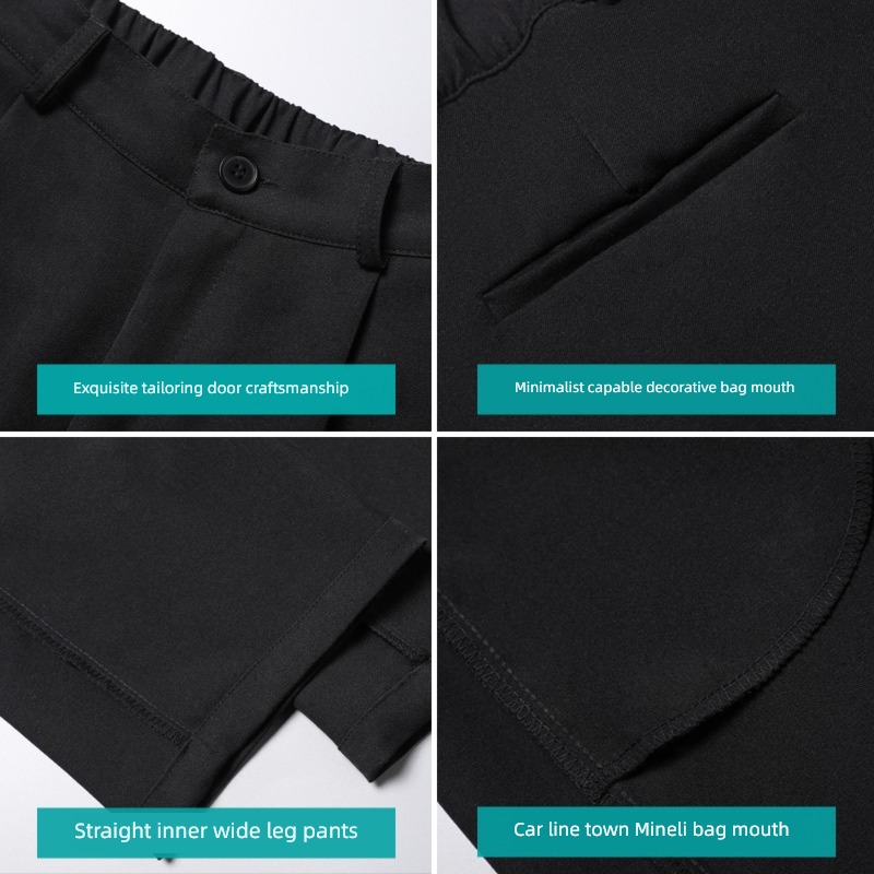 easy Straight cylinder Versatile trend Broad leg trousers suit