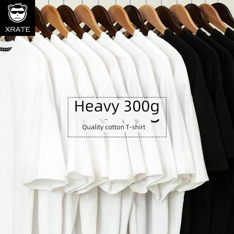 Pounds 300g Half sleeve Big size man Pure white T-shirt