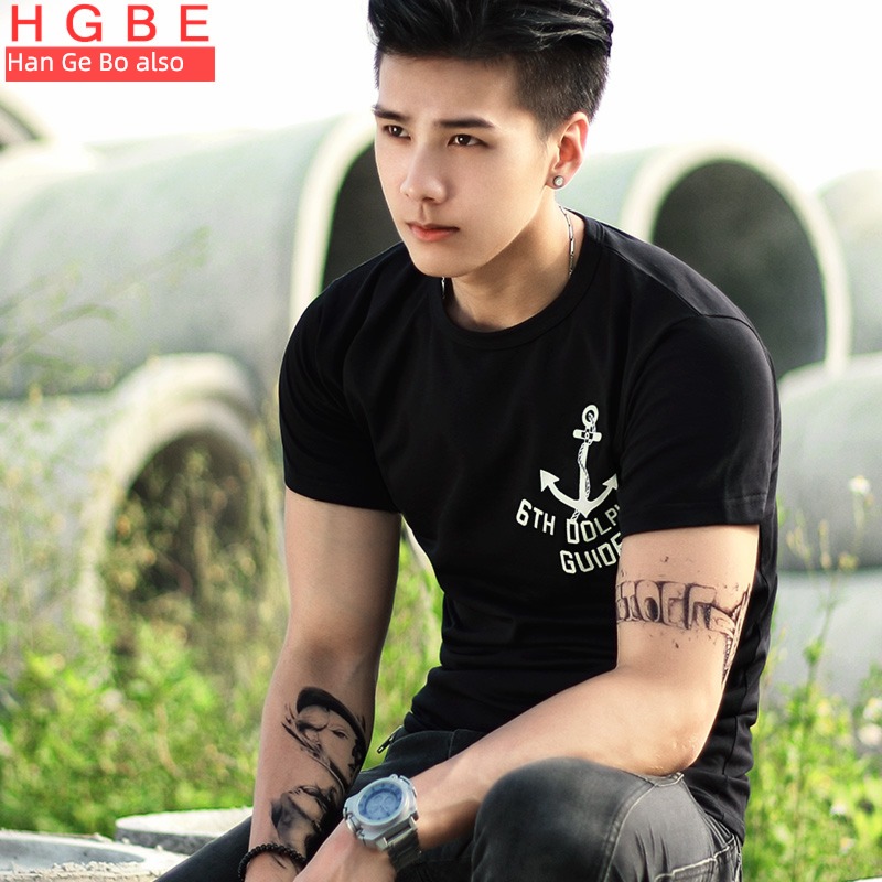 tide summer Tight fitting Short sleeve Korean version student Sweaters T-shirt