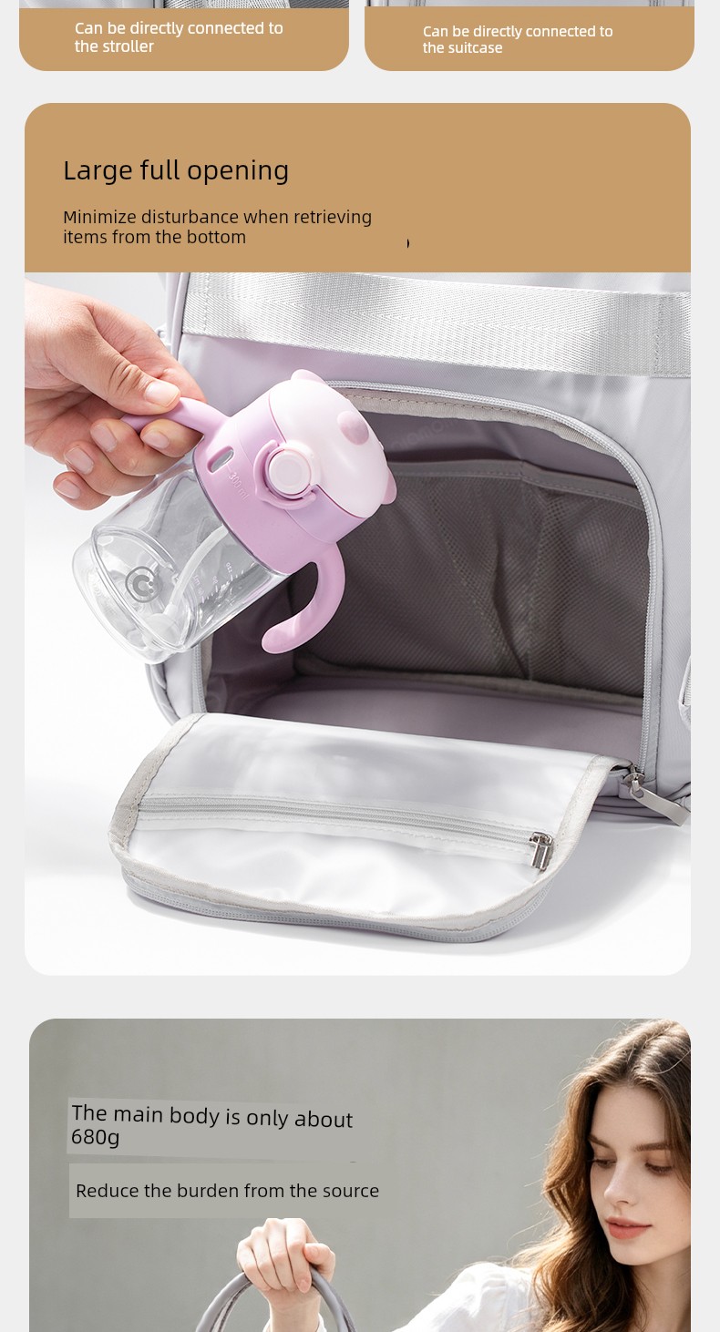 [New Product] Alamom Mommy Bag Large Capacity Fashionable Multifunctional Lightweight Backpack for Mother and Baby Outings — 8
