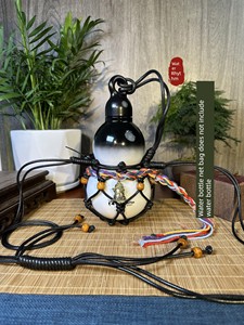 Handmade Tibetan-Style Cross-Body Strap with Bell for Luckin Water Bottle (Water Bottle Not Included)