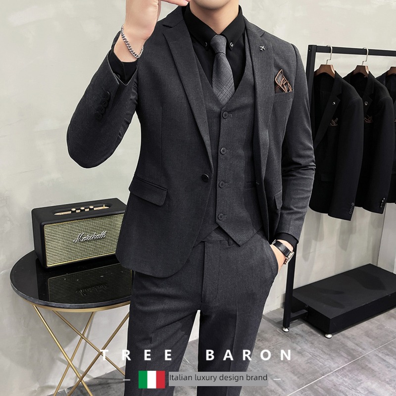 British leisure Self-cultivation handsome autumn groom man 's suit