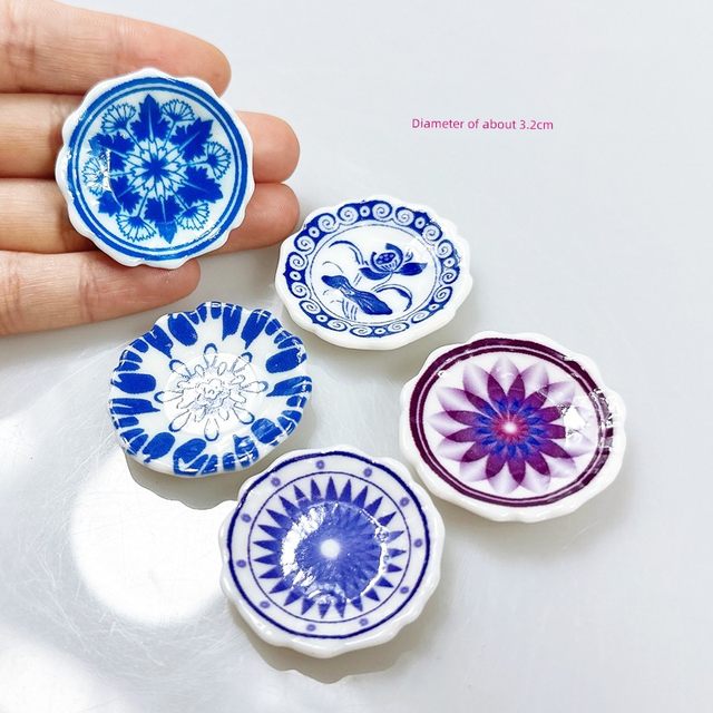 Mini plate large collection dollhouse home decoration dessert plate mini food play scene accessories