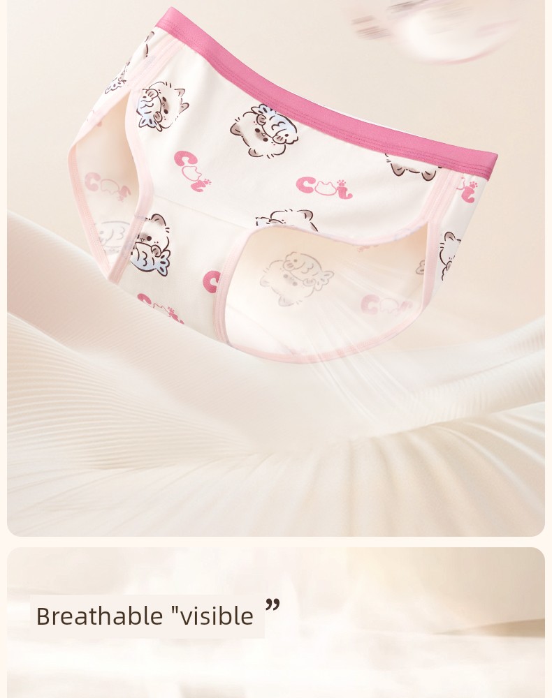 Girls' Underwear, Young Girls' Briefs, Children's Pure Cotton A-Class, for Developmental Period, Elementary School Students, 12-Year-Olds, Middle School — 14
