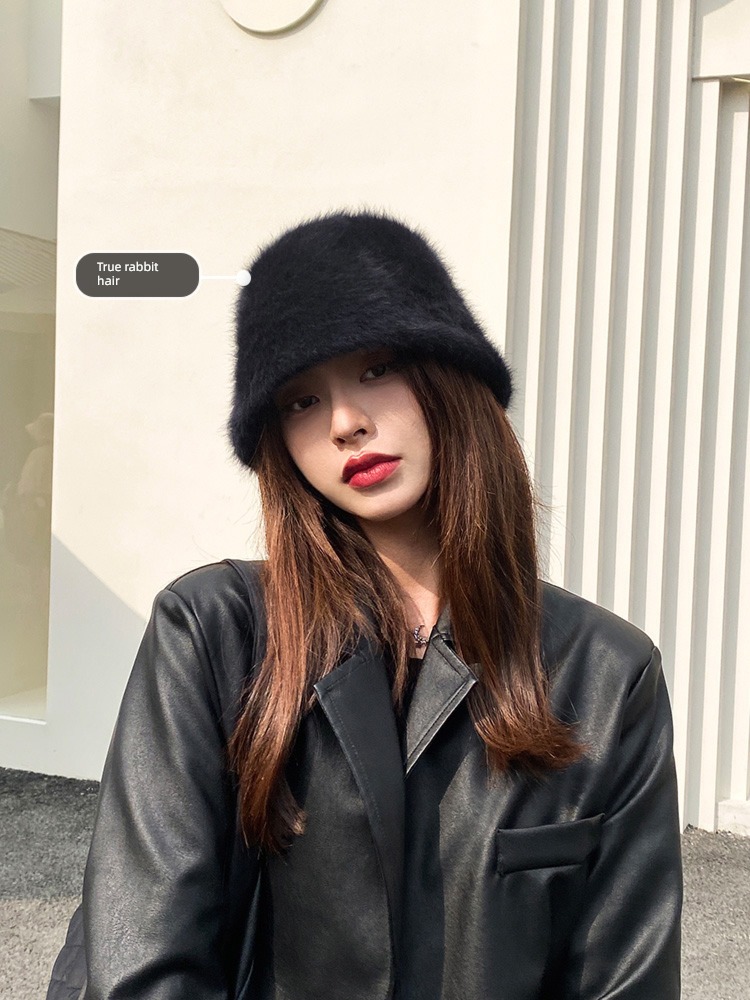Internet celebrity Autumn and winter female solar system hairy Fisherman hat