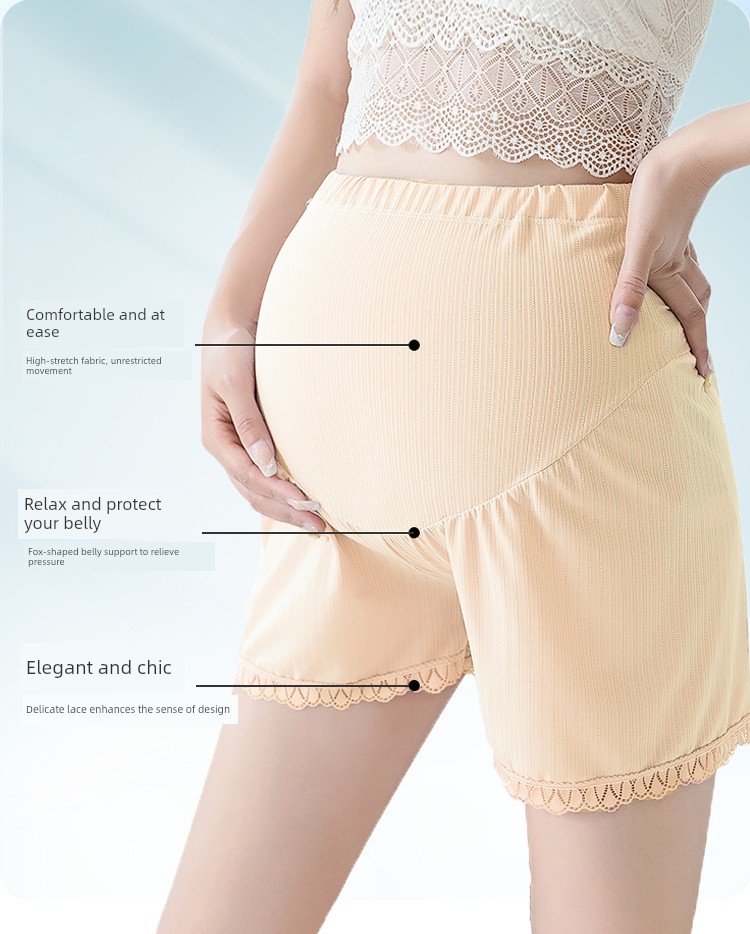Jq Jingqi Maternity Safety Shorts Summer Thin Anti-Exposure Large Size Ice Silk Underwear Shorts for Pregnant Women Maternity Wear — 6