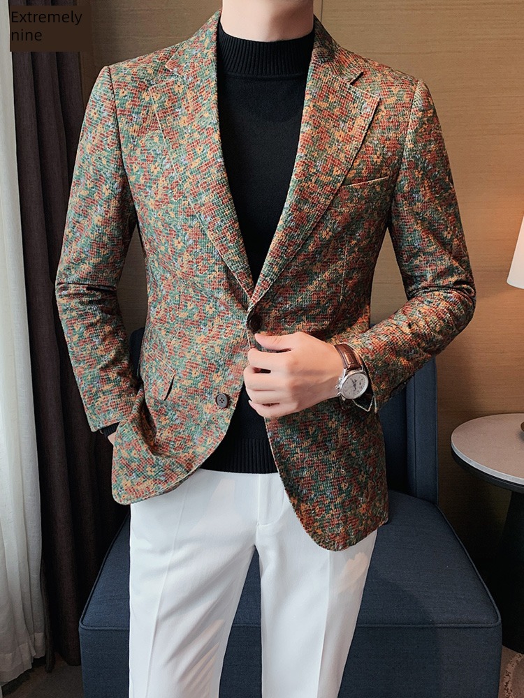 autumn superior quality Design and color Korean version Self-cultivation fashion man 's suit