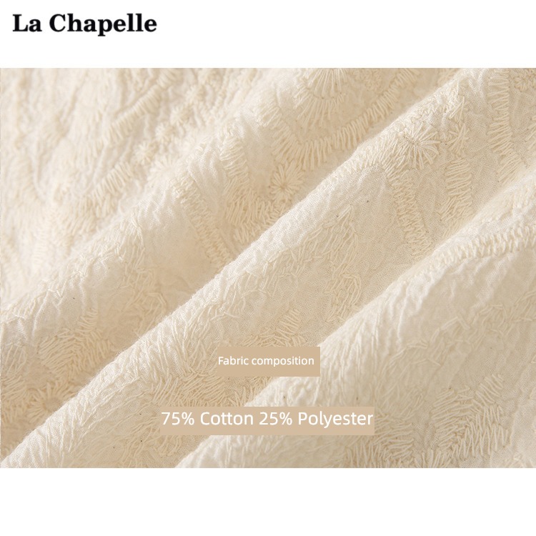 Rashabel / La Chapelle Apricot crochet Hollow out Lace elbow sleeve Cardigan jacket female French shirt
