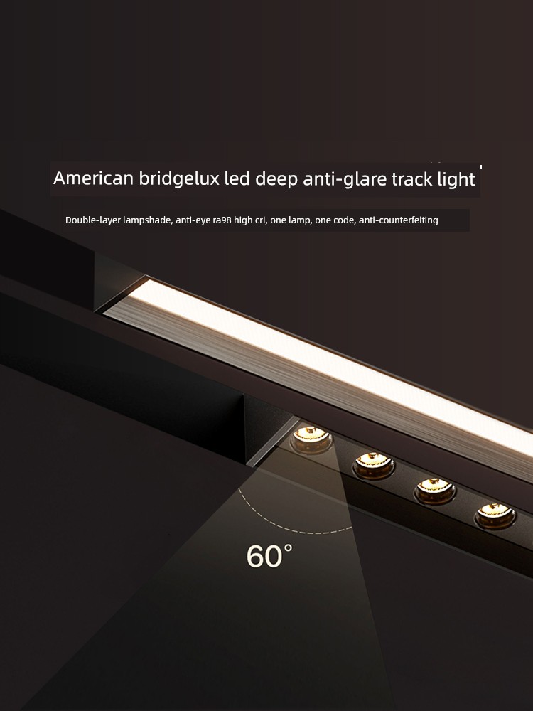 Magnetic Track Light Embedded in the Track, No Main Light, Living Room Lighting, Surface-Mounted and Recessed Track Slot, Deep Anti-Glare, Smart Magnetic Light