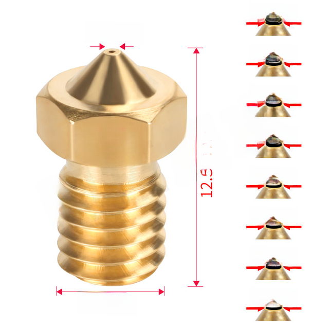 3D printer nozzle E3D nozzle V5V6 MK8 brass tying 1.75/3.0 consumables M6 thread