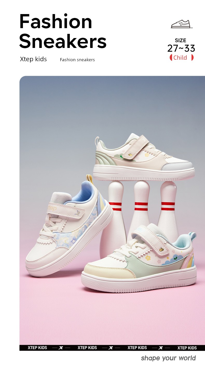 Xtep Children's Girls' Sneakers, Autumn Casual Shoes for Girls, Kindergarten Shoes, Sports Shoes, Non-Slip Soft-Soled Baby Shoes — 8
