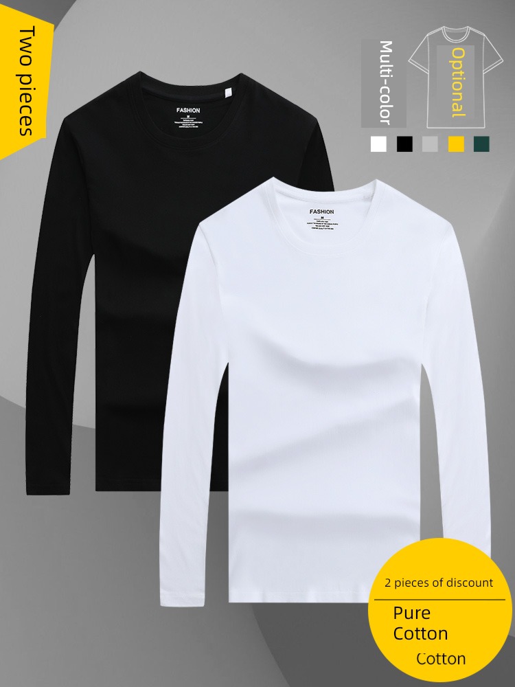 Spring and Autumn man white Sweater Inner lap Long sleeve T-shirt