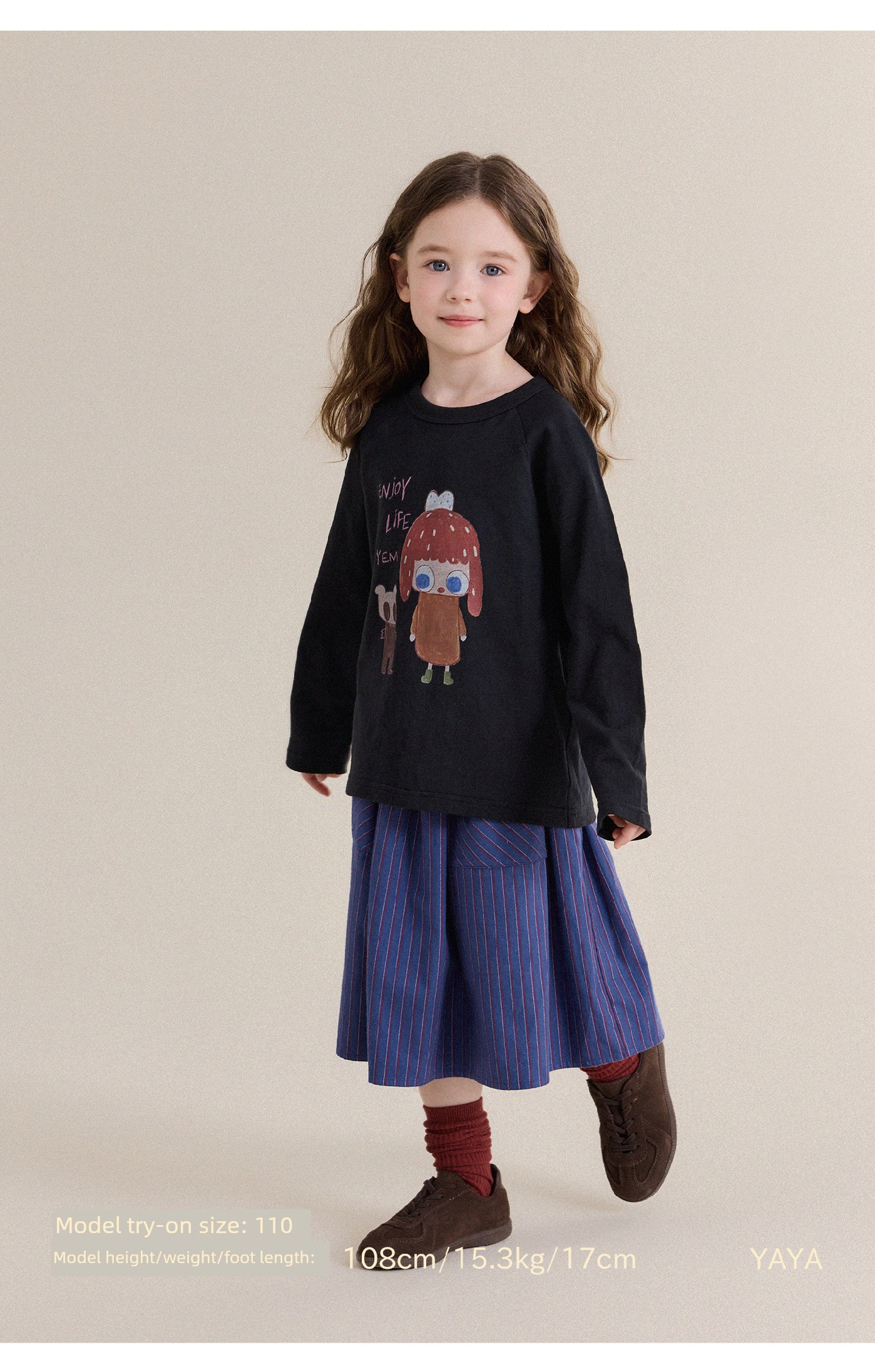 Baby's New Autumn Cartoon Print T-Shirt, Yunerma Girls' 2026 Spring and Autumn Pure Cotton Long-Sleeve Children's Top Trendy — 15
