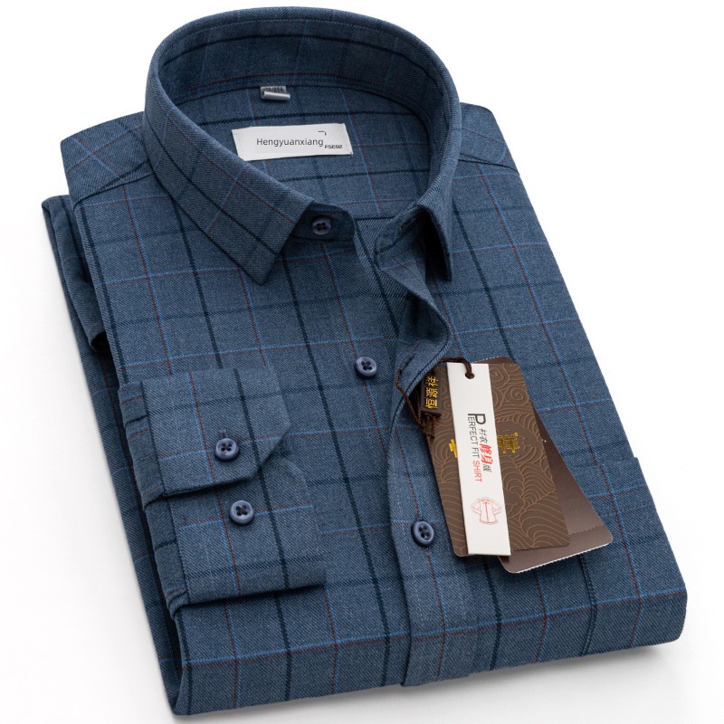 hyz  leisure time Checkerboard Thick style Long sleeve shirt